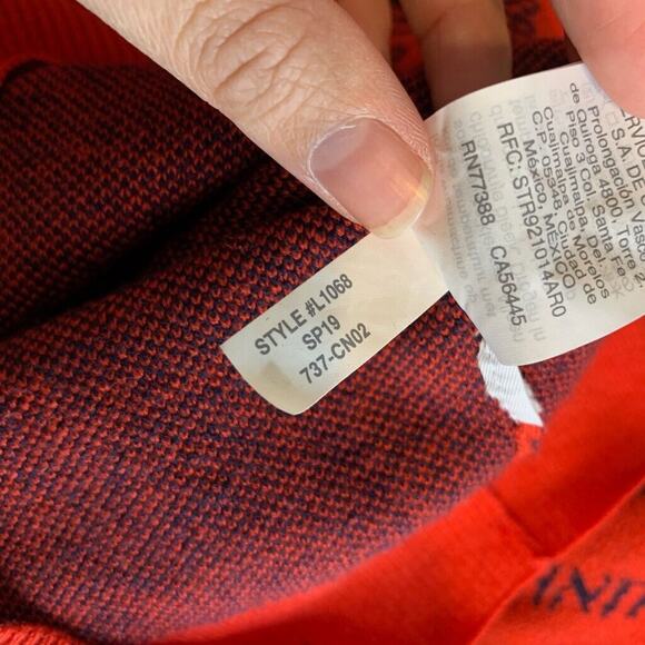 J Crew Cardigan Womens S Small Red Navy Merino Wool Blend Tanti Baci Button Up - Picture 12 of 14